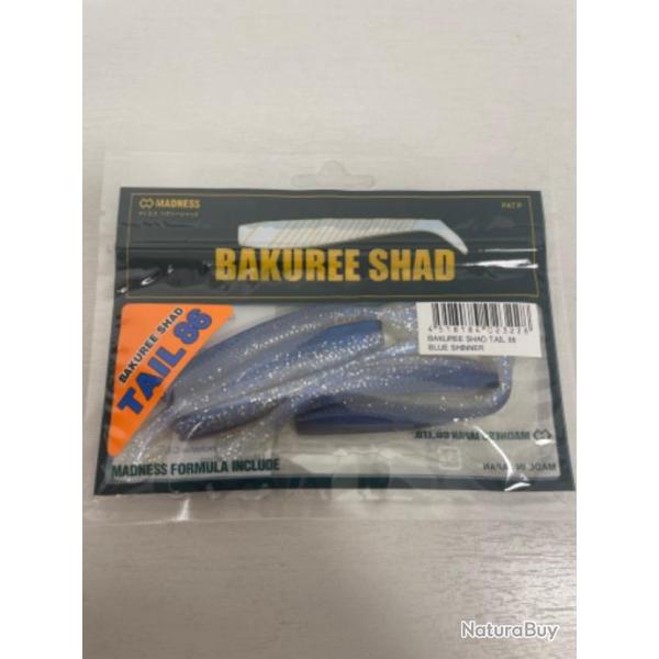 !! LEURRE MADNESS BAKUREE SHAD TAIL 86 col BLUE SHINNER