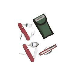 COUVERT CAMPING HERBERTZ 6P ROUGE 11CM INOX + ETUI