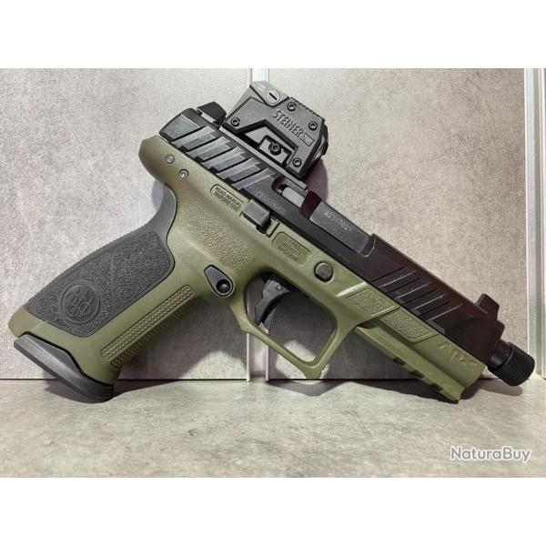 PACK Pistolet BERETTA APX A1 Tactical OD Green Cal 9 mm Para + Point rouge STEINER MPS