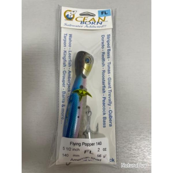 !! LEURRE OC�AN BORN FLYING POPPER 140FL COL ASD AM�RICAIN SHAD