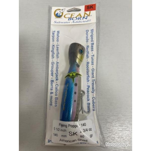 !! LEURRE OC�AN BORN FLYING POPPER 140SK COL ASD AM�RICAIN SHAD