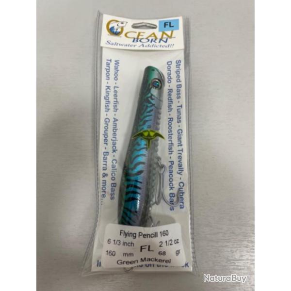 !! LEURRE OC�AN BORN FLYING POPPER 160FL COL GMK GREEN MACKEREL