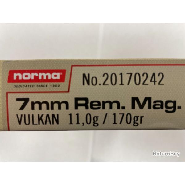 NORMA CAL 7 RM VULKAN 11G BOITES DE 20 BALLES (VENDU PAR 2 BOITES)FRAIS DE PORT OFFERT.
