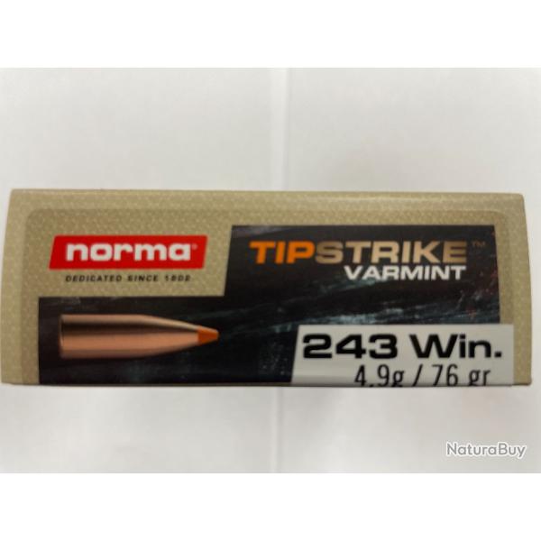 VENTE FLASH NORMA CAL243 WIN TIPSTRICK 4.9 G BTES DE 20 BS (VENDU PAR 2 BTES)FRAIS DE PORT OFFERT.