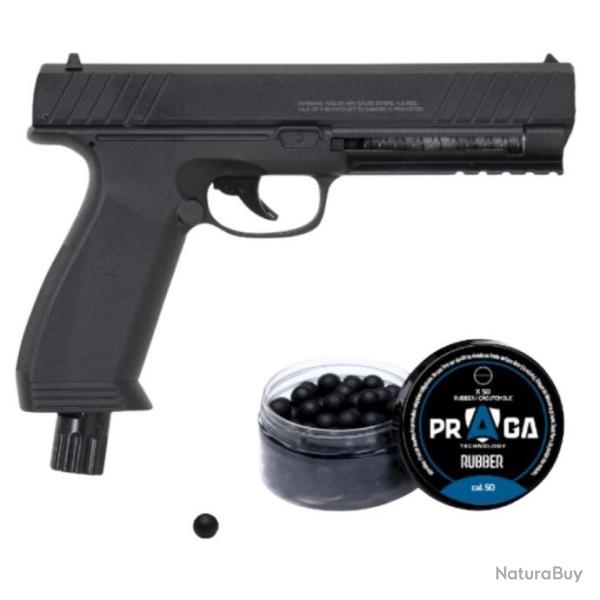 op�def! Pack pistolet de d�fense semi-auto VESTA DEFENSE pdw50 co2 cal.50+billes caoutchouc+5CO2