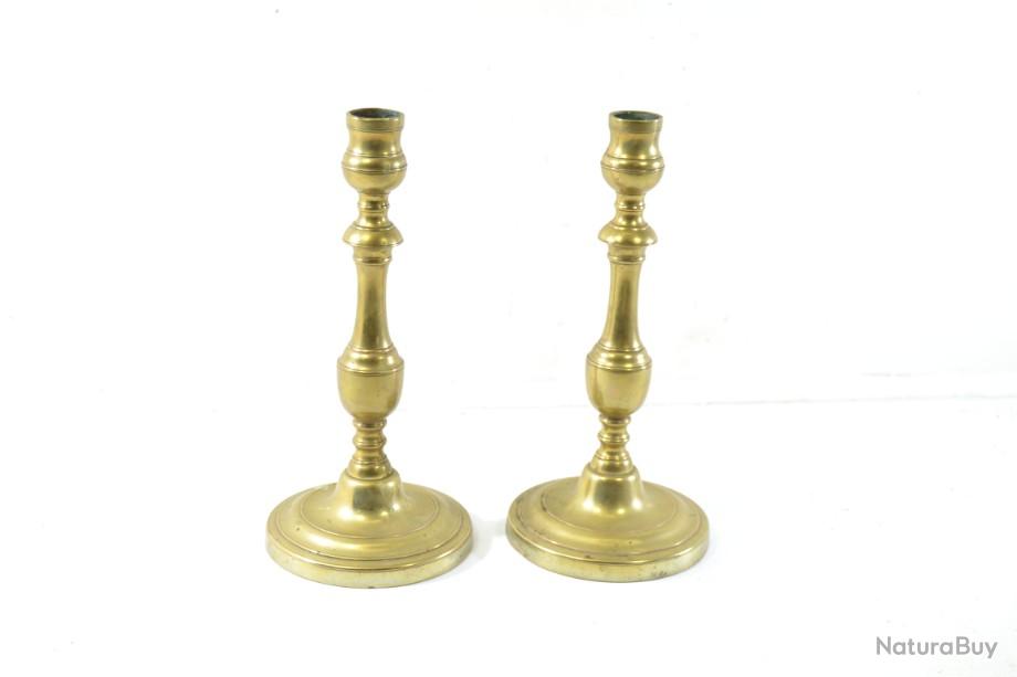 Paire De Bougeoirs En Laiton – Occasion – Déco Vintage
