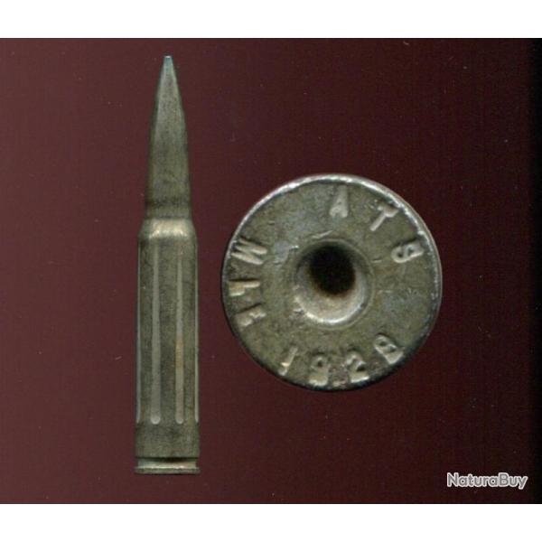 7.5 x 54 MAS Mle 1929 France - cartouche inerte flut�e en acier noirci - marquage : ATS MLE 1929