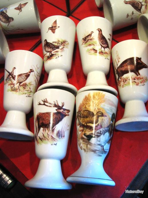 Lot de 4 mazagrans en porcelaine Blanc/Blanc Porcelaine/Céramique Floral,Végétal - Vendu