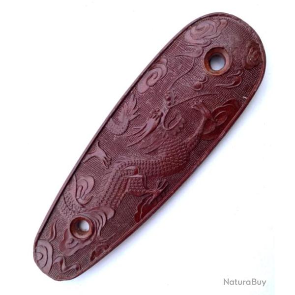 Tr�s belle plaque de couche ancienne pour fusil de chasse chinois LION-BRAND 130 x 49 - 87 mm.