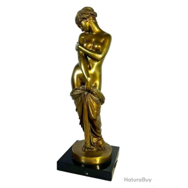 Cumberworth Charles : bronze jeune femme au drap� sculpture