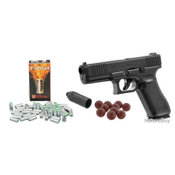 Mega Promo - Pack pr�t D�fense Glock 17 Gen5 avec embout Self-Gomm + Munitions