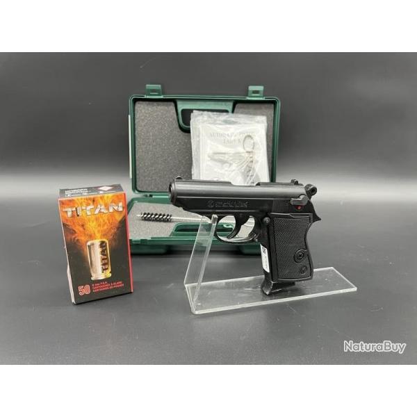 Pack Pistolet � blanc Kimar Lady r�plique Walther PPK 9MM PAK + 50 munitions