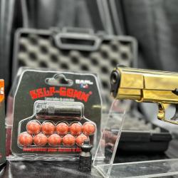 Pack d&eacute;fense pistolet + munitions + embout "SELF-GOMM"-"Browning GPDA" calibre 9MM PAK - GOLD