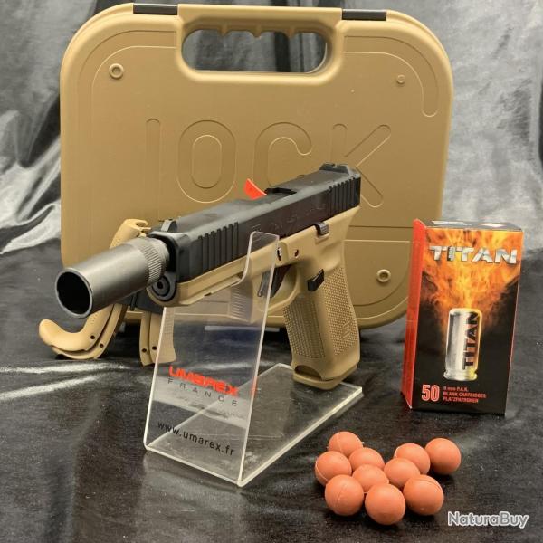 Pack pr�t a tirer self gomm Pistolet- "GLOCK 17 COYOTE GEN5" - Cal 9 MM P.A.K - EDITION LIMITEE FREN