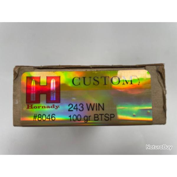 HORNADY 243 WIN BTSP 100GR BOITE DE 20 BALLES(VENDU PAR 2 BOITES�
