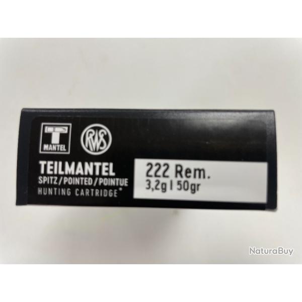 RWS 222R TELMANTEL 3.2G BOITE DE 20 BALLES(VENDU PAR 2 BOITES�