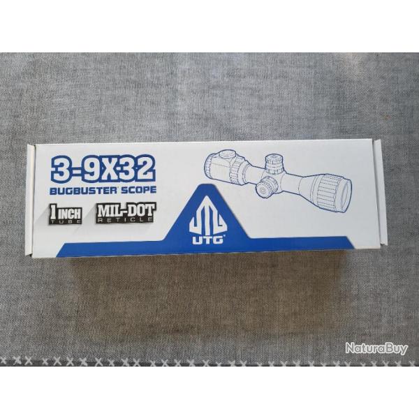 LUNETTE DE TIR UTG 3-9 X 32 RET. LUMINEUX 36 COULEURS