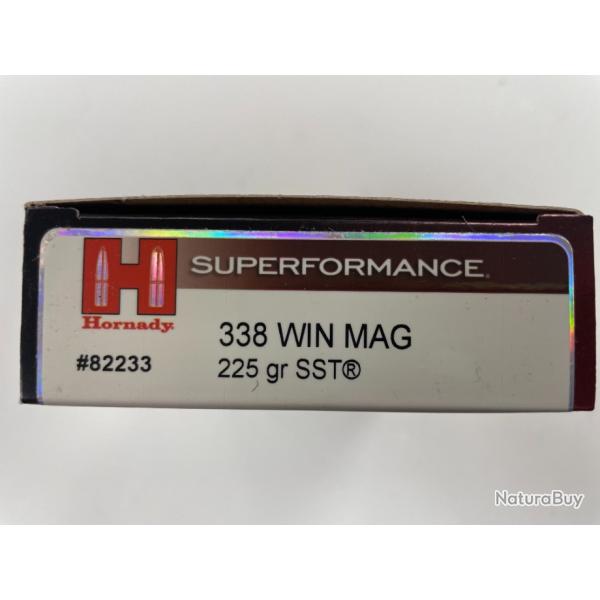 VENTE FLASH HORNADY 338 WIN SST 225GR BOTE DE 20 BALLES(VENDU PAR 2 BOITES)FRAIS DE PORT OFFERT