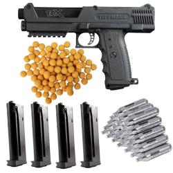 Forfait de d&eacute;fense &agrave; domicile Tippmann TiPX comprenant 20 capsules de CO2, 1 Mag Pack et 100 balles 