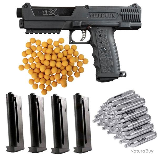 Forfait de d�fense � domicile Tippmann TiPX comprenant 20 capsules de CO2, 1 Mag Pack et 100 balles 