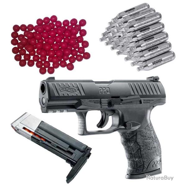 Pistolet Walther PPQ M2 T4E RAM avec chargeur suppl�mentaire, 30 capsules de CO2 et 50 billes en nyl