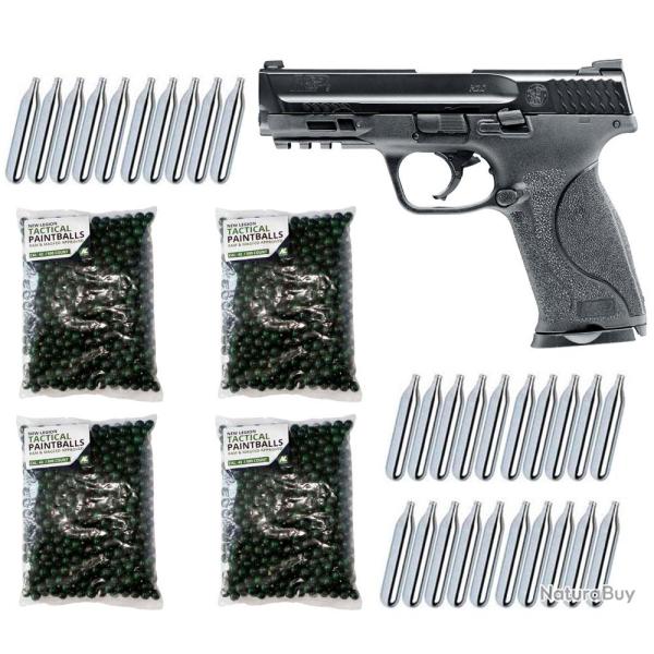 Smith & Wesson M&P9 2.0 T4E cal.43 pistolet de d�fense � domicile incluant 2000 billes de peinture c
