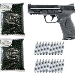 Pistolet de d&eacute;fense &agrave; domicile Smith & Wesson M&P9 2.0 T4E cal.43 avec 1000 billes de peinture cal.4