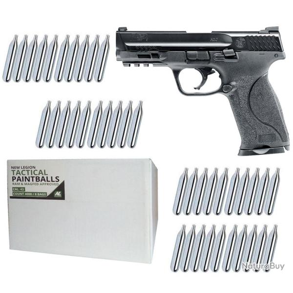 Smith & Wesson M&P9 2.0 T4E cal.43 pistolet de d�fense � domicile incluant 4000 billes de peinture c