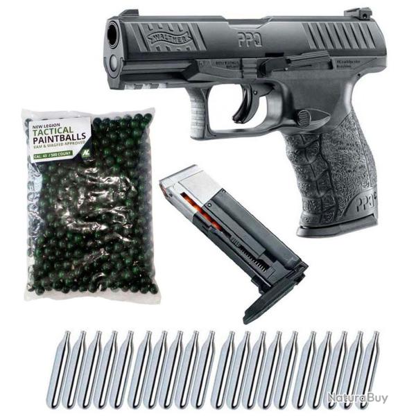 Walther PPQ M2 T4E RAM Home Defense pistolet cal.43 incluant un chargeur de rechange, 500 billes de 