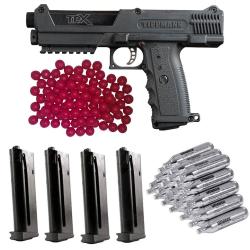 Forfait de d&eacute;fense &agrave; domicile Tippmann TiPX comprenant 20 capsules de CO2, 1 pack de chargeur et 50 