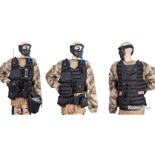 Gilet lourd de paintball tactique NXe MagFed incluant Battlepack et poches suppl�mentaires - noir
