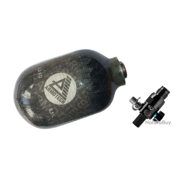 R�servoir d'air Dye Armotech Supralight de 0,5 litres avec syst�me HP inclus. R�gulateur Dye LT Thro