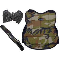 Nouvel ensemble de protection de paintball New Legion - camouflage avec gants &agrave; demi-doigts.
