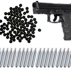 Heckler & Koch SFP9 T4E cal.43 pistolet de d&eacute;fense &agrave; domicile CO2 incluant 100 balles en caoutchouc 