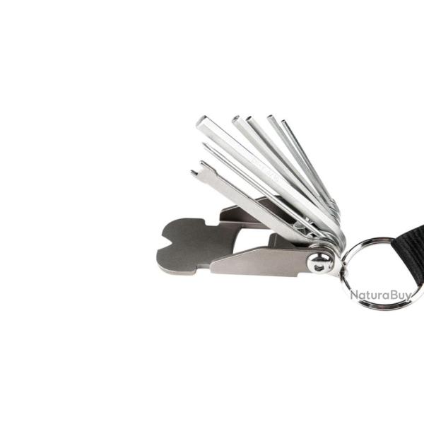 Outil polyvalent Dye Flex Multi Tool incluant une cl� hexagonale et un cordon / lani�re de cl�.
