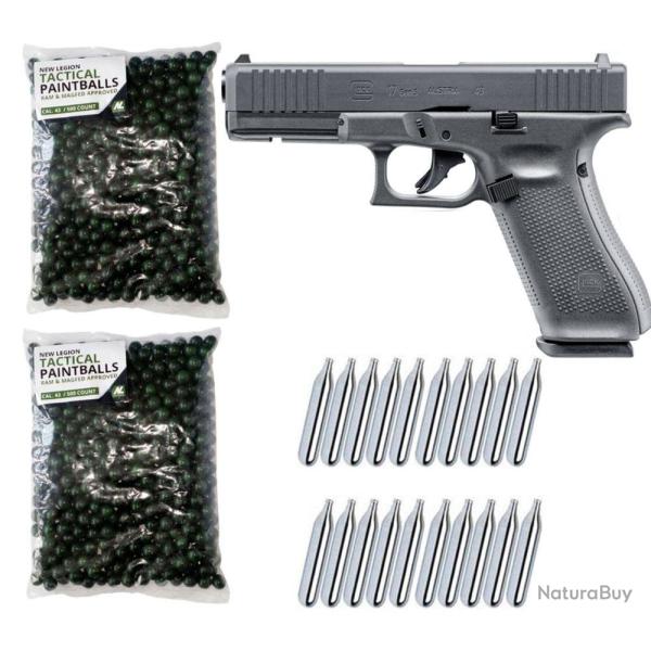 GLOCK 17 Gen5 T4E RAM Pistolet Paintball cal.43 Pistolet de d�fense � domicile incluant 1000 Paintba