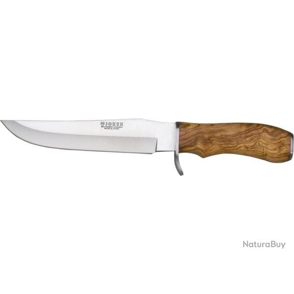 COUTEAU DE CHASSE AVEC MANCHE BOIS D'OLIVIER ET LONGUEUR LAME 17 CM. co34
