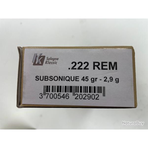 VENTE FLASH SOLOGNE 222R SUSONIQUE 45GR BTE DE 20 BALLES(VENDU PAR 2 BTES)FRAIS DE PORT OFFERT