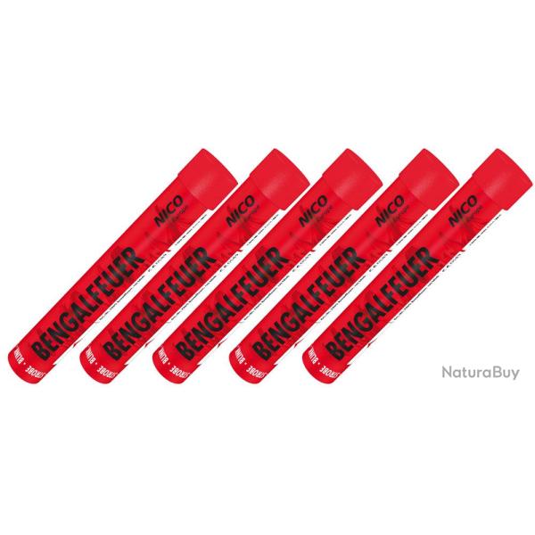 Nico Feu Bengal - 5 pi�ces - clignotant rouge