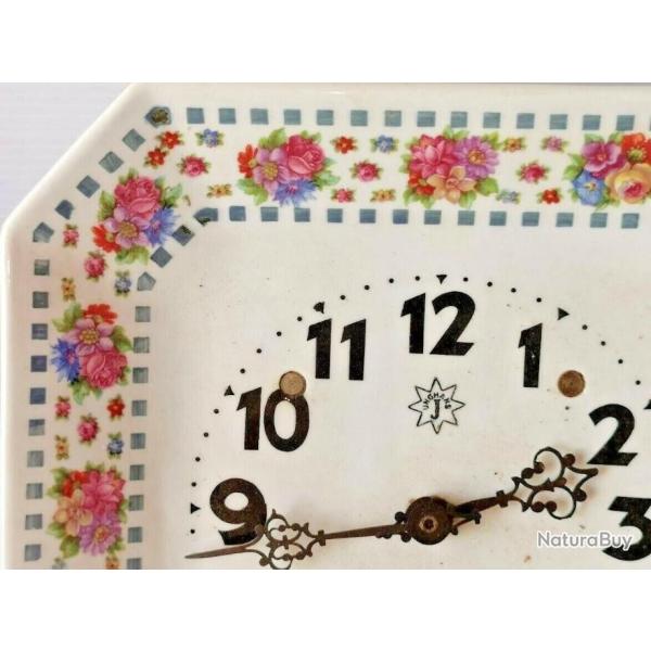 Pendule m�canique fonctionnelle de cuisine en porcelaine  vers 1950 - Junghans (made Allemagne)