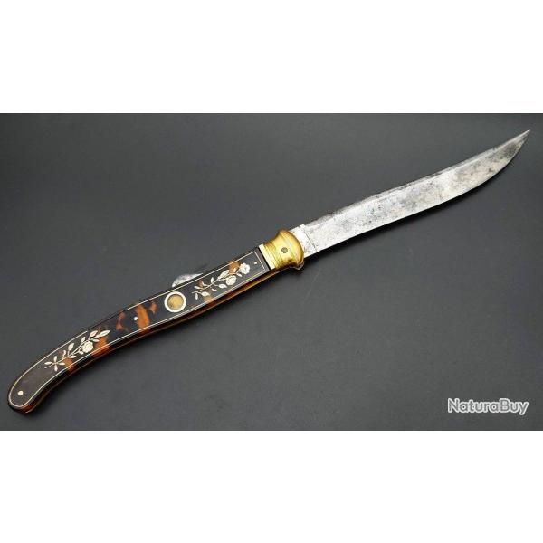 LUXUEUX COUTEAU PLIANT ECAILLE ET OR A L'EFFIGIE DU SACRE DE L'EMPEREUR NAPOLEON III - FRANCE SECOND