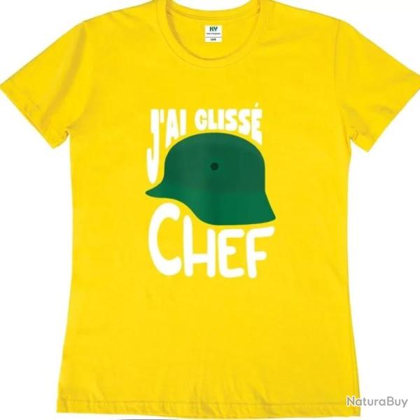 T-shirt humoristique "J'AI GLISS CHEF" - Femme Jaune