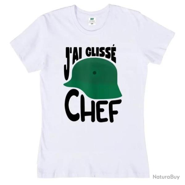T-shirt humoristique "J'AI GLISS� CHEF" - Femme Blanc