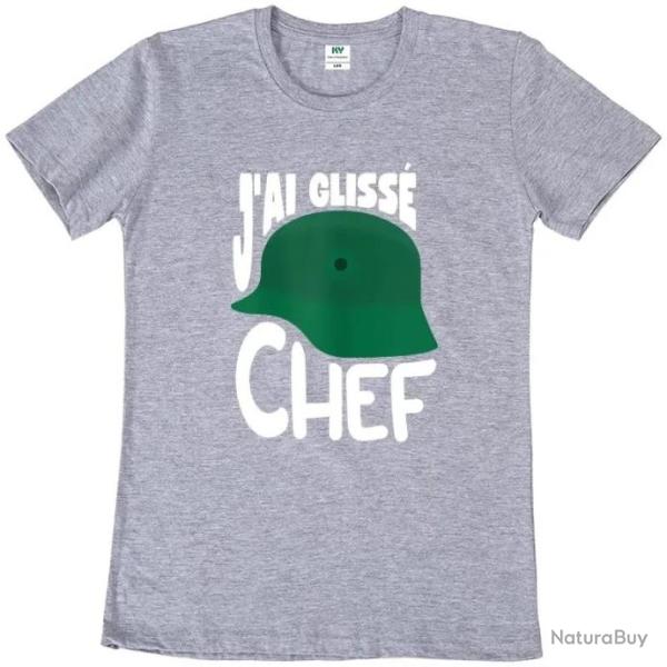 T-shirt humoristique "J'AI GLISS� CHEF" - Femme Gris