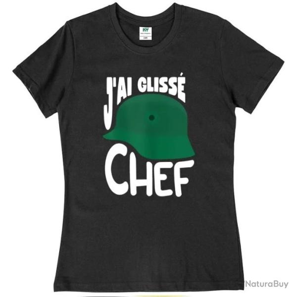 T-shirt humoristique "J'AI GLISS� CHEF" - Femme Noir