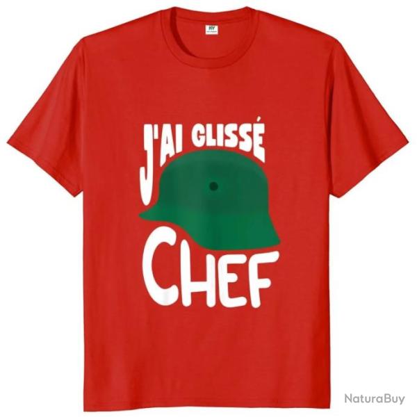 T-shirt humoristique "J'AI GLISS� CHEF" - Homme Rouge