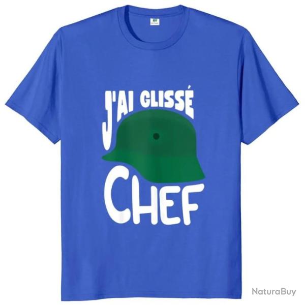 T-shirt humoristique "J'AI GLISS� CHEF" - Homme Bleu