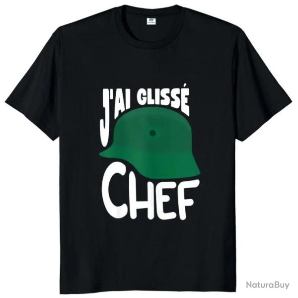 T-shirt humoristique "J'AI GLISS� CHEF" - Homme Noir