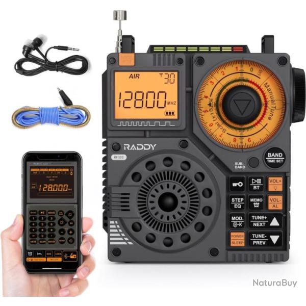 Radio � Ondes Courtes Portable de contr�le par Application avec Antenne Filaire, r�cepteur FM/AM/VHF