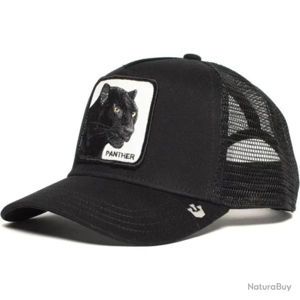Casquette baseball arri�re ouvert avec patch animal - Panth�re noire